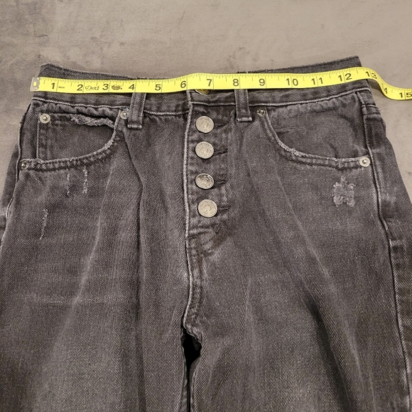 Free People We the Free High Rise Distressed Button Fly Ripped Jeans Sz 24 - Picture 3 of 10